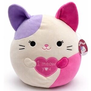 Squishmallows 12" Tiffany Cat Plush Heart I Meow You Valentine NEW